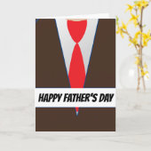 Bruin pak rood stropdas vaderdag kaart (Gele Bloem)