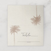 Bruin Palm Tree Beach Trouwtafel Nummer (Buitenkant ongevouwen)