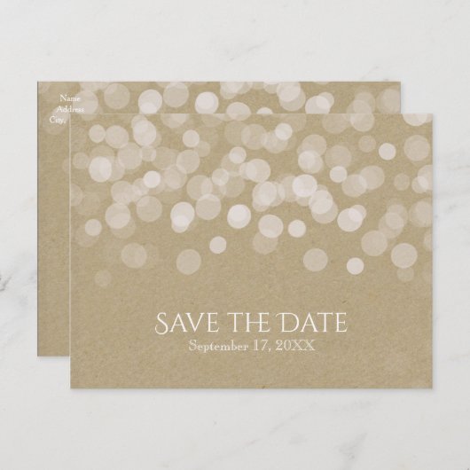 Bruin papier Eenvoudige rustieke bruiloft Save the Aankondigingskaart (Voorkant / Achterkant)
