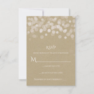 Bruin papier eenvoudige rustieke trouw-RSVP RSVP Kaartje
