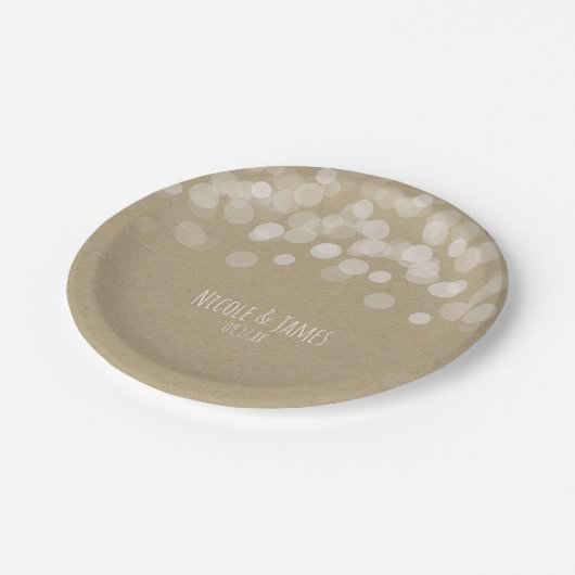 Bruin Papier Eenvoudige Rustieke Witte Lichten Bru Papieren Bordje