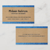 Bruin papier en denim materiaal visitekaartje (Voorkant / Achterkant)