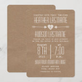Bruin papier Geïnspireerde pijlen + Hart Rustic Wh Kaart (Voorkant / Achterkant)