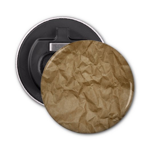 Bruin papier, gekreukt papier, gecrêpt papier button flesopener (Voorkant)
