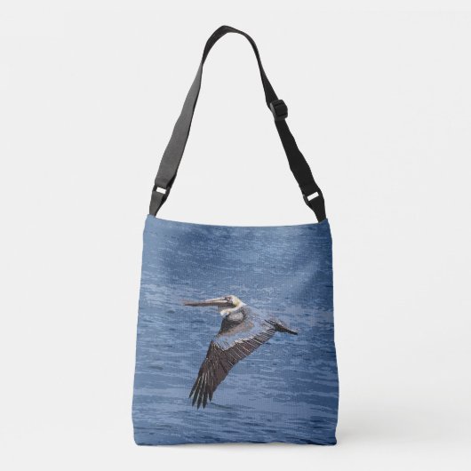 Bruin Pelican Bird Wildlife Animal Ocean Bag Crossbody Tas (Achterkant)