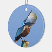 Bruin Pelican met Golfbal Keramisch Ornament (Links)