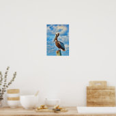 Bruin Pelican op Poster of druk (Keuken)