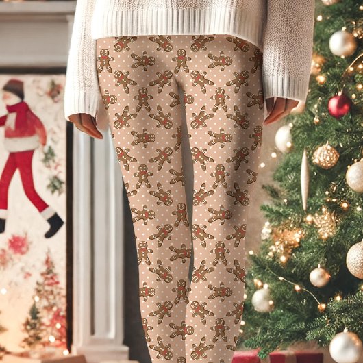 Bruin peperkoek Man Polka Dot Kerstmis Leggings
