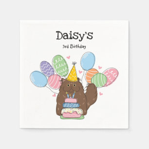 Bruin Perzisch Kat Longhair Verjaardag Papier Serv Servet