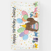 Bruin Perzisch Kat Longhair Verjaardagsfeest Spandoek (Verticaal)