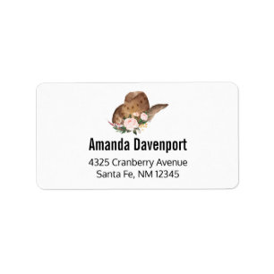 Bruin Pet van Cowgirl met roze bloemen Etiket