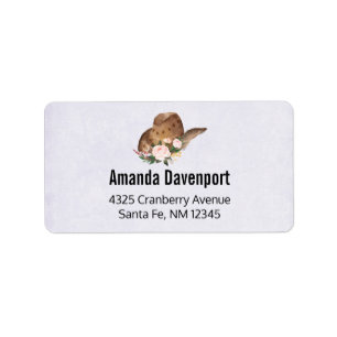 Bruin Pet van Cowgirl met roze bloemen Etiket