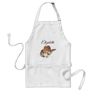 Bruin Pet van Cowgirl met roze bloemen Standaard Schort