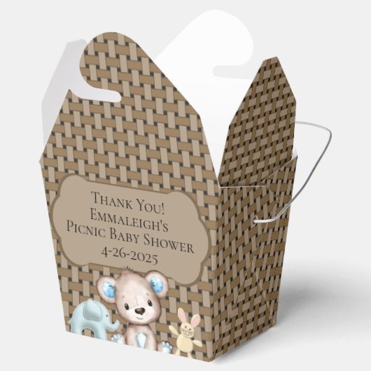 Bruin picknick vrienden Baby shower mand dank u Bedankdoosjes (Geopend)