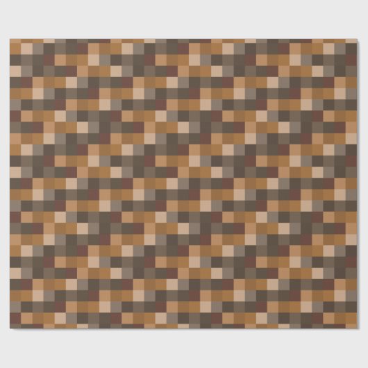 Bruin Pixelated Pattern Cadeaupapier (Vlak)
