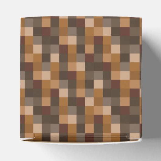 Bruin pixelpatroon bedankdoosjes (Bovenkant)