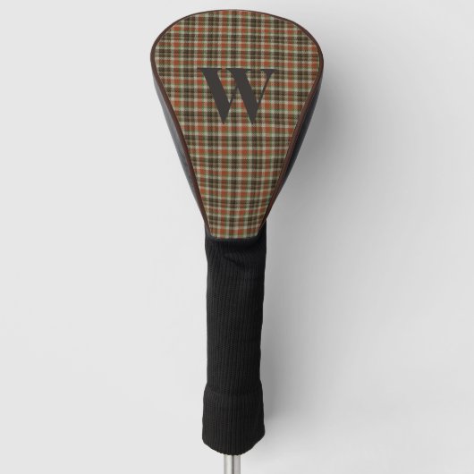 Bruin Plaid Custom Monogrammed Driver Hoesje Golfheadcover (Voorkant)