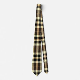 Bruin Plaid in Crème en Zwart Stropdas