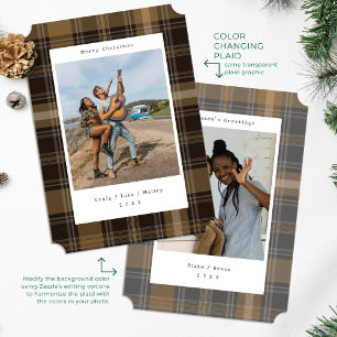 Bruin Plaid Kleur Veranderende Foto Kerst Kaart