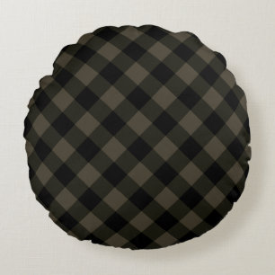 Bruin Plaid Ronde Kussen