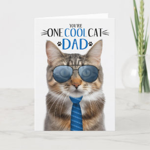 Bruin pluizig Tabby Cat Vaderdag One Cool Cat Feestdagen Kaart