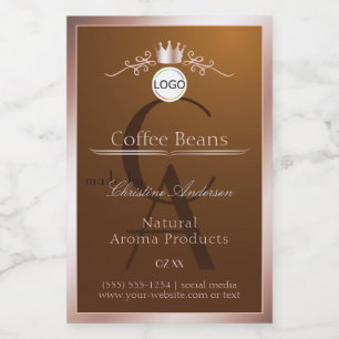 Bruin Productlabel Rosegouden Frame Logo Monogram Voedselcontainer Etiket