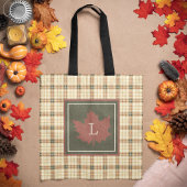 Bruin Pset Pattern Herfst Maple Leaf Monogram Draagtas