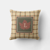 Bruin Pset Pattern Herfst Maple Leaf Monogram Kussen (Achterkant)