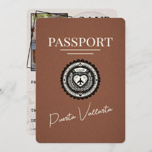Bruin Puerta Vallarta paspoort Bewaar de datum Save The Date
