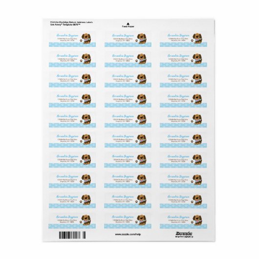 Bruin Puppy Dog Aangepaste Adresetiketten Etiket (Full Sheet)