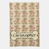 Bruin puppy Dog grafisch ontwerp aanpassen Theedoek (Verticaal)