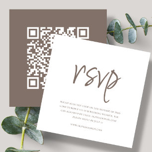 Bruin QR-code Bruiloft RSVP Informatiekaartje