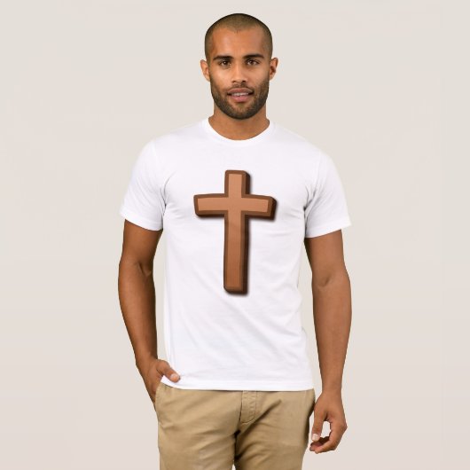 Bruin Religieus Kruis Mannen T-shirt (Voorkant volledig)