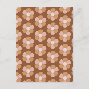 Bruin retro 70s Neutrale bloemen Briefkaart