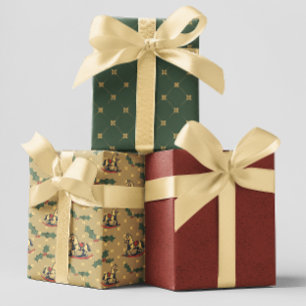 Bruin Rocking Horse Holly Christmas Inpakpapier Vel