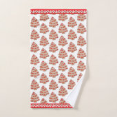 Bruin Rode Kerst Gingerbread Patroon Bad Handdoek (Handdoek)