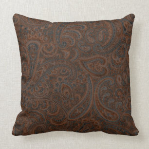 Bruin & Roest Rood Bloemen Paisley Patroon Kussen