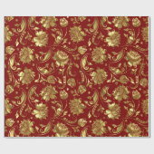 Bruin-rood en glanzend goudDamaspatroon Cadeaupapier (Vlak)