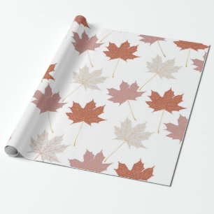 Bruin rood herfst bloemblaadjes Y2K patroon Cadeaupapier