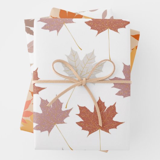 Bruin rood herfst bloemblaadjes Y2K patroon Inpakpapier Vel (In situ)