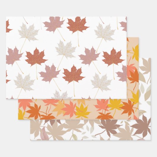Bruin rood herfst bloemblaadjes Y2K patroon Inpakpapier Vel (Set)