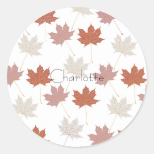 Bruin rood herfst bloemblaadjes Y2K patroon Ronde Sticker
