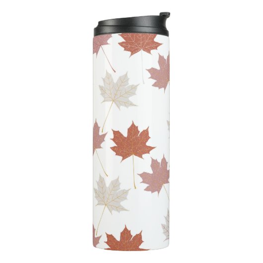 Bruin rood herfst bloemblaadjes Y2K patroon Thermosbeker (Gedraaid links)