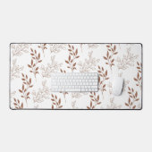 Bruin rood retro bladpatroon bureaumat (Keyboard & Muis)