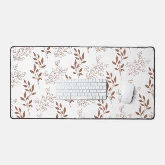 Bruin rood retro bladpatroon bureaumat (Keyboard & Muis)