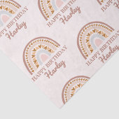 Bruin roze boho regenboog Aangepaste naam Birthday Tissuepapier (Detail)