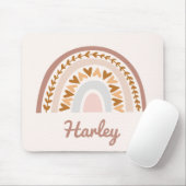 Bruin roze boho regenboog Aangepaste naam Monogram Muismat (Met muis)