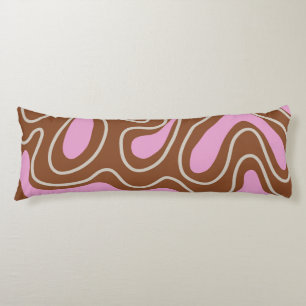 Bruin Roze Marmer Boho Groovy Vloeibaar wervelpatr Lichaamskussen