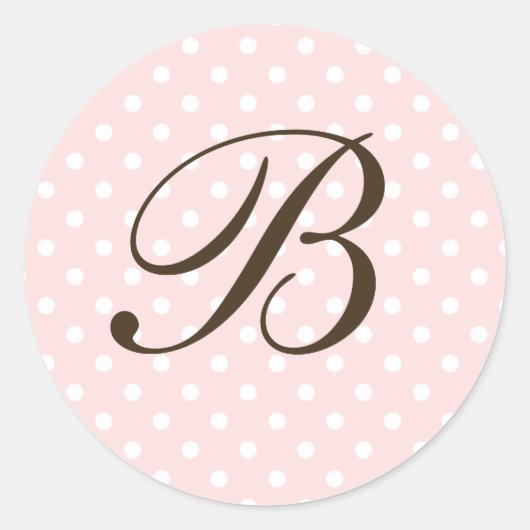 Bruin roze monogram pooldonker ronde sticker (Voorkant)