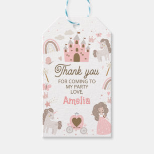 Bruin Roze Prinses Eenhoorn 1e Verjaardag Cadeaulabel